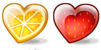 Desktop Icons Set Fruity Hearts by Julia Nikolaeva
