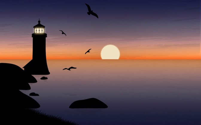 High-resolution desktop wallpaper Warm Glow Lighthouse by strawberried