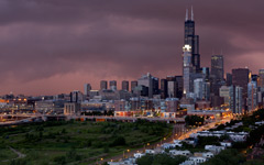 High-resolution desktop wallpaper Sunset and Storm in Chicago by osagher