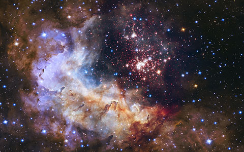 High-resolution desktop wallpaper Celestial Fireworks by NASA, ESA, the Hubble Heritage Team (STScI/AURA), A. Nota (ESA/STScI), and the Westerlund 2 Science Team