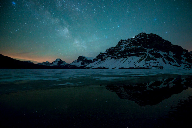 High-resolution desktop wallpaper Milky Way over a Thawing Bow Lake by pkieren