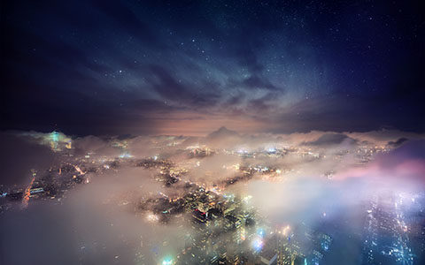 High-resolution desktop wallpaper Nebula City by Dominic Kamp